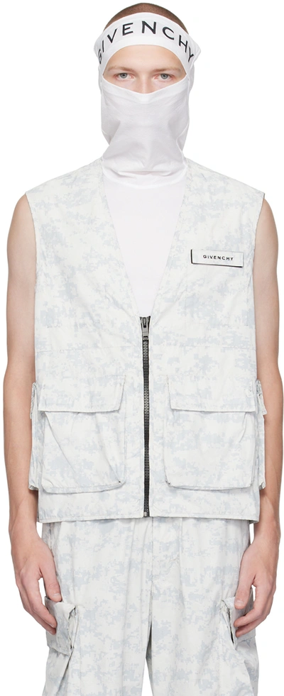 Givenchy Logo Patch Cargo Vest In Beige