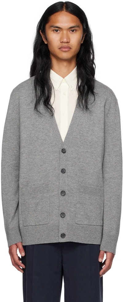 Apc A.p.c. Theo Virgin Wool Cardigan In Grey