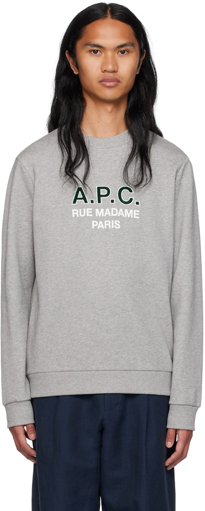 Apc Madame Logo-print Cotton Sweatshirt In Grey