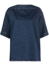 Totême Dart Neck Organic Cotton Denim Top In Blue