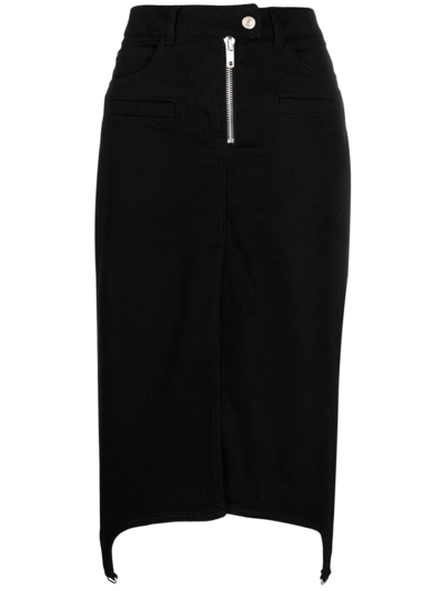 Courrèges Asymmetric Zipped Denim Skirt In Black