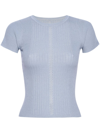Rta Crew-neck Ribbed-knit Silk Top In Blue