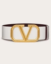 Valentino Garavani Reversible Vlogo Signature Belt In Glossy Calfskin 70mm Woman White 085