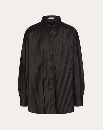Valentino Men's Pleated Nylon Sport Shirt In Black