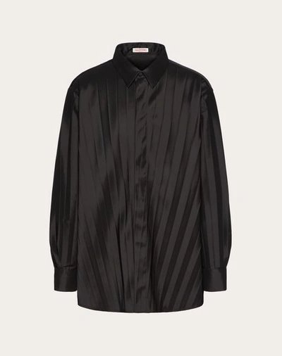 Valentino Toile Iconographe Jacquard Straight Hem Shirt In Black
