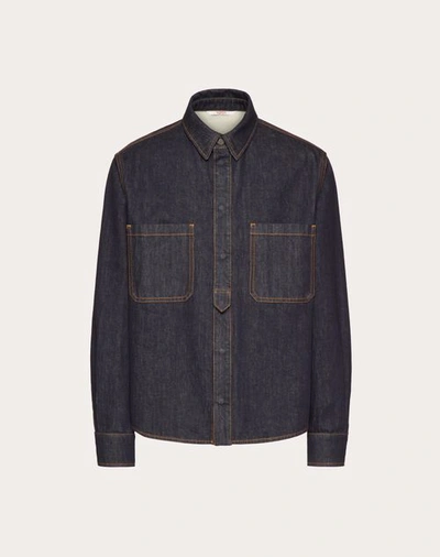 Valentino Denim Shirt With Maison  Tailoring Label In Blue