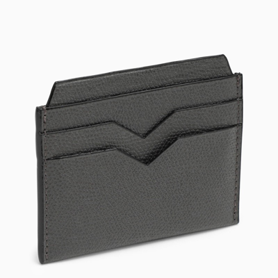 Valextra Grey Grained Leather Card Case