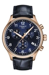 Tissot Chrono Xl Classic Quartz Chronograph Blue Dial Leather Strap Men's Watch T116.617.36.042.00 In Blue