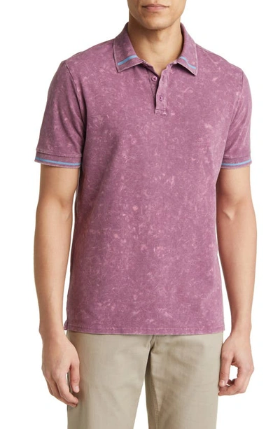 Stone Rose Tipped Acid Wash Performance Jersey Polo In Purple