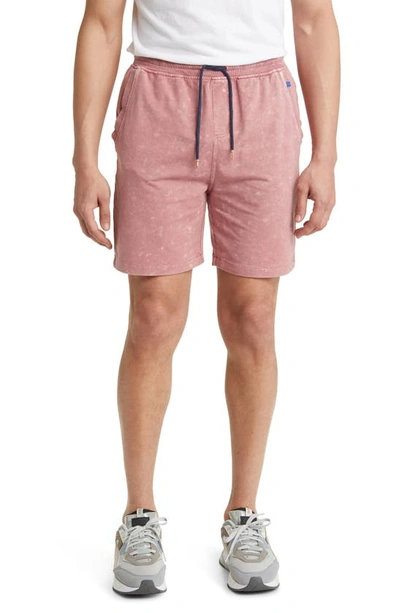 Stone Rose Acid Wash Fleece Drawstring Shorts In Dusty Rose