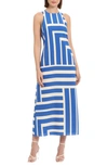 Donna Morgan Print Maxi Dress In Cream/ Royal Blue