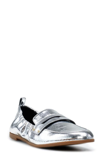 Jessica Simpson Selipa Penny Loafer In Silver Faux Leather