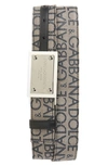 Dolce & Gabbana Logo Jacquard Coated Canvas Belt In Brown/ Black