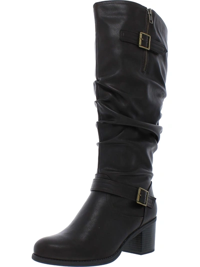 White Mountain Desirable Womens Faux Leather Slouchy Knee-high Boots In Black