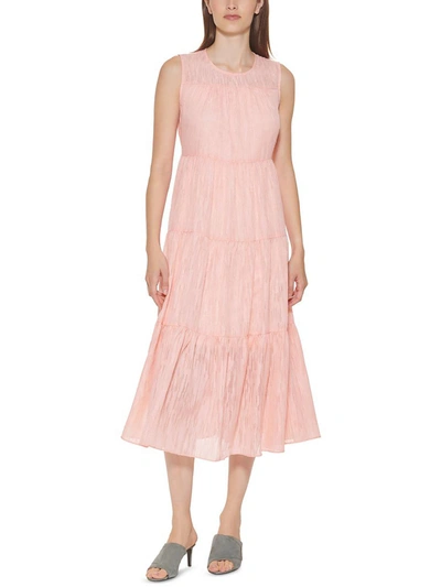 Calvin Klein Womens Chiffon Calf Midi Dress In Multi