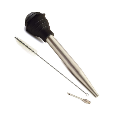 Norpro Deluxe Stainless Steel Baster With Meat Injector And Cleaning Brush In Black