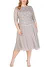 ALEX EVENINGS PLUS WOMENS LACE SEQUIN COCKTAIL AND PARTY DRESS