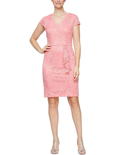 Slny Womens Lace Knee-length Sheath Dress In Pink
