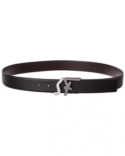 Ferragamo Reversible & Adjustable Leather Belt In Black