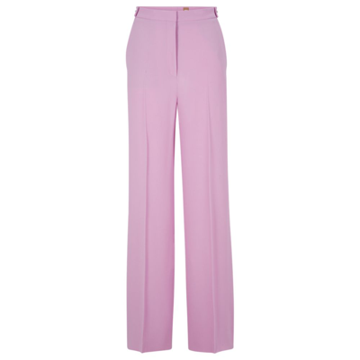 Hugo Boss Regular-fit Trousers With Flared Leg In Pink