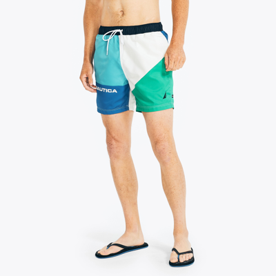 Nautica Mens Sustainably Crafted 6" Colorblock Quick-dry Swim In Blue