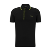 Hugo Boss Cotton-piqu Slim-fit Polo Shirt With Logo Details In Black