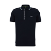 Hugo Boss Cotton-piqu Slim-fit Polo Shirt With Logo Details In Blue