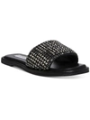 STEVE MADDEN CLYDE-R WOMENS RHINESTONES FLAT SLIDE SANDALS