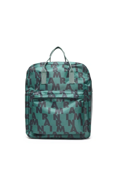Marni Kids'  Allover Patterned Backpack In Green