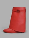 Givenchy Shark Lock Leather Boots In Red