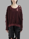 BEN TAVERNITI UNRAVEL PROJECT BEN TAVERNITI UNRAVEL WOMEN'S BURGUNDY TERRY BRUSHED SWEATER