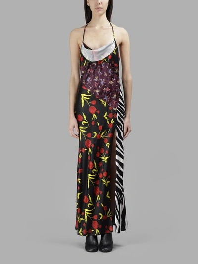Attico Floral-print Halterneck Satin Dress In Multicolor