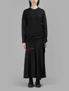 YOHJI YAMAMOTO YOHJI YAMAMOTO WOMEN'S BLACK T-SHIRT DRESS WITH EMBROIDERED LOGO