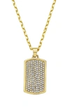 Adornia 14k Gold Plated Pavé Cubic Zirconia Dog Tag Pendant Necklace In Gold