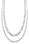 ADORNIA SET OF 2 WATER RESISTANT STAINLESS STEEL FIGARO CHAIN NECKLACES