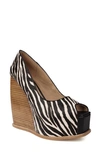 Zigi Milluh Peep Toe Platform Wedge Sandal In Zebra Print Calf Hair