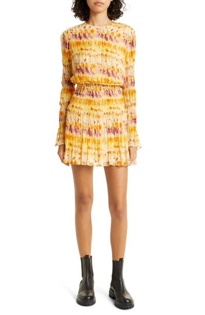 Jason Wu Printed Smocked Silk Chiffon Mini Dress In Ombre