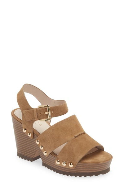 Cecelia New York Artsy Stud Platform Wedge Sandal In Soft Nutella