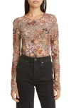 ULLA JOHNSON EVE FLORAL LONG SLEEVE COTTON TOP