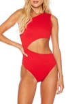 Beach Riot Celine Asymmetric One-piece Swimsuit In Red