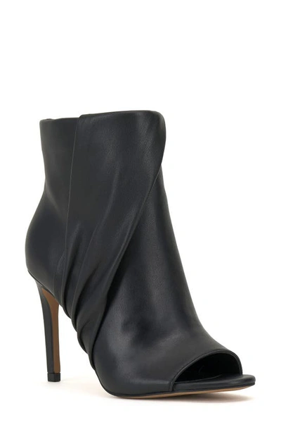 Vince Camuto Atonnaa Open Toe Bootie In Black Leather