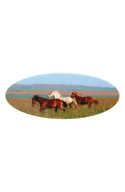 Chunks Horse Girl Oval Barrette In Green Multi