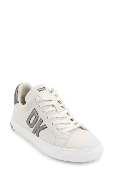 Dkny Abeni Trainer In Bright White/silver