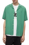 Allsaints Venice Short Sleeve Relaxed-fit Viscose Shirt In Dark Thyme Gre