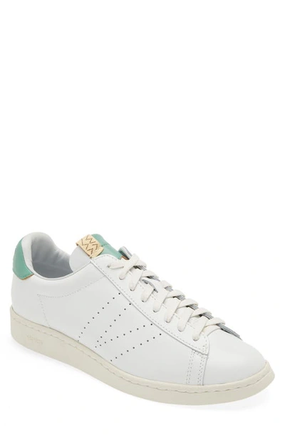 Visvim Corda-folk Leather Trainers In White/ Light Green