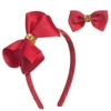 MILLEDEUX GIRLS RED HAIRBAND & HAIRCLIP SET
