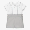 ANCAR WHITE & GREY COTTON BABY BUSTER SUIT