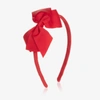 PEACH RIBBONS GIRLS RED BOW HAIRBAND