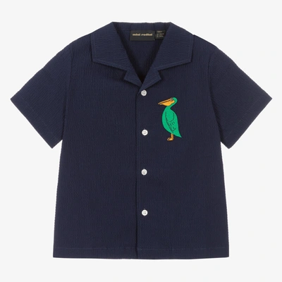 Mini Rodini Kids' Embroidered Cotton Shirt In Blue