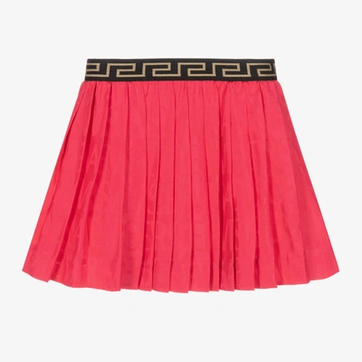 Versace Baby Girls Pink Satin Pleated Skirt